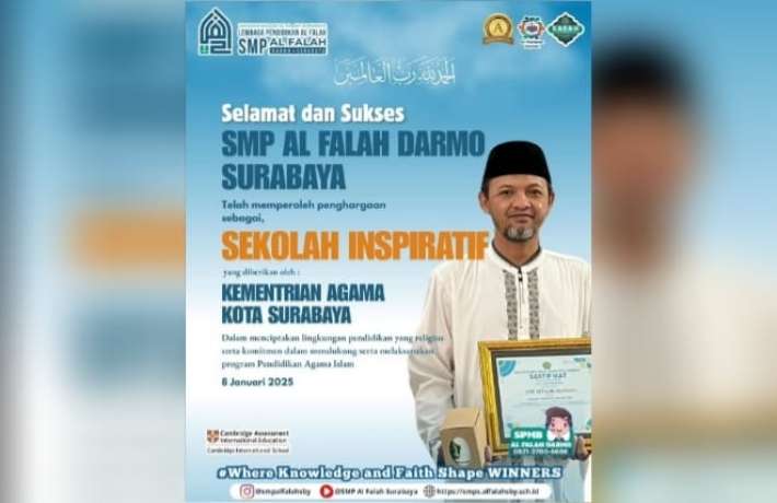 SMP Al Falah Darmo Surabaya Kembali Cetak Prestasi, Kemenag Beri Penghargaan Sekolah Inspiratif.